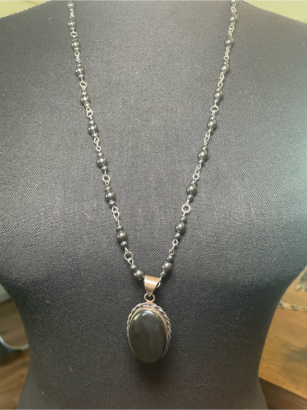 Classic Hematite Pendant Necklace - Elegant Women's Jewelry